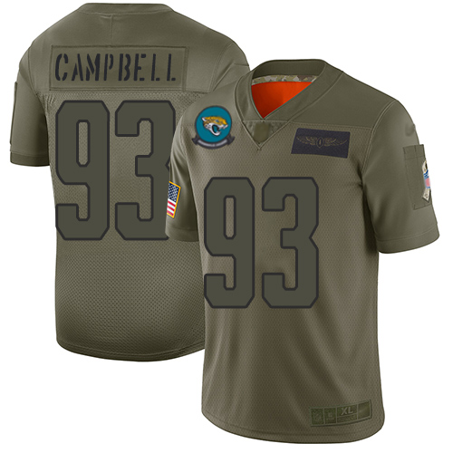 Jacksonville Jaguars 93 Calais Campbell Camo Youth Stitched NFL Limited 2019 Salute to Service Jersey